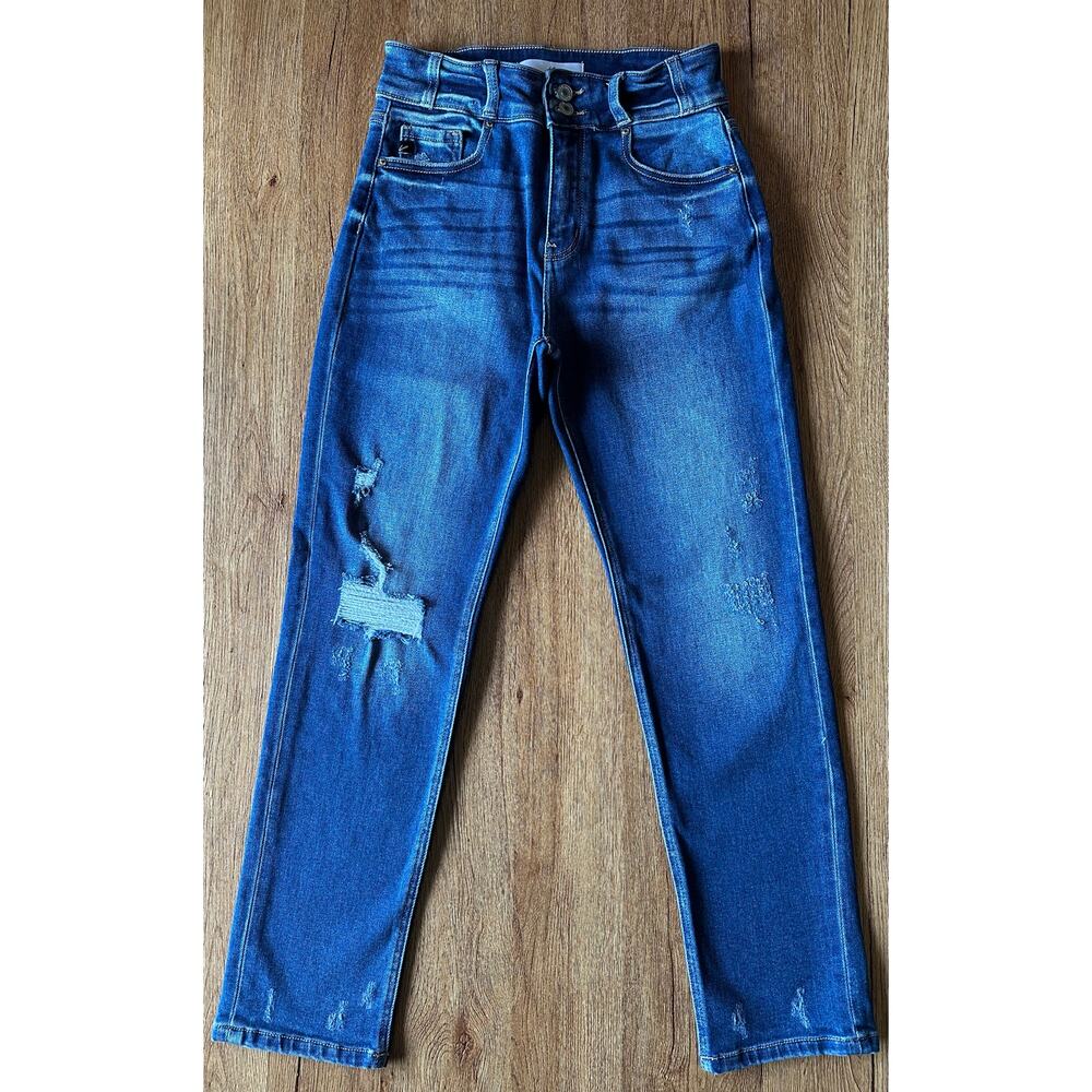 Kancan High Waisted Straight Leg Dark Wash Jeans Size 26